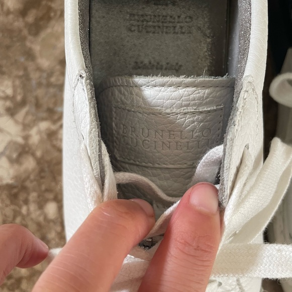 Brunello Cucinelli Grey Wool and White Leather Platform Sneakers Size 36 EUC - Picture 4 of 8